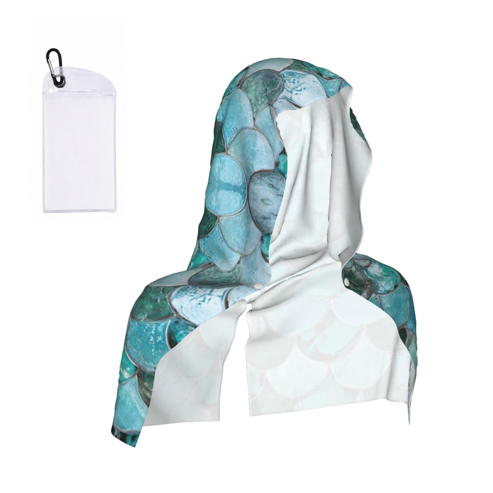 YQxwJL Mermaid Print Unsex Cooling Hoodie Towel, Cools Instantly When Wet Sun Protection For Sports Fitness Gym