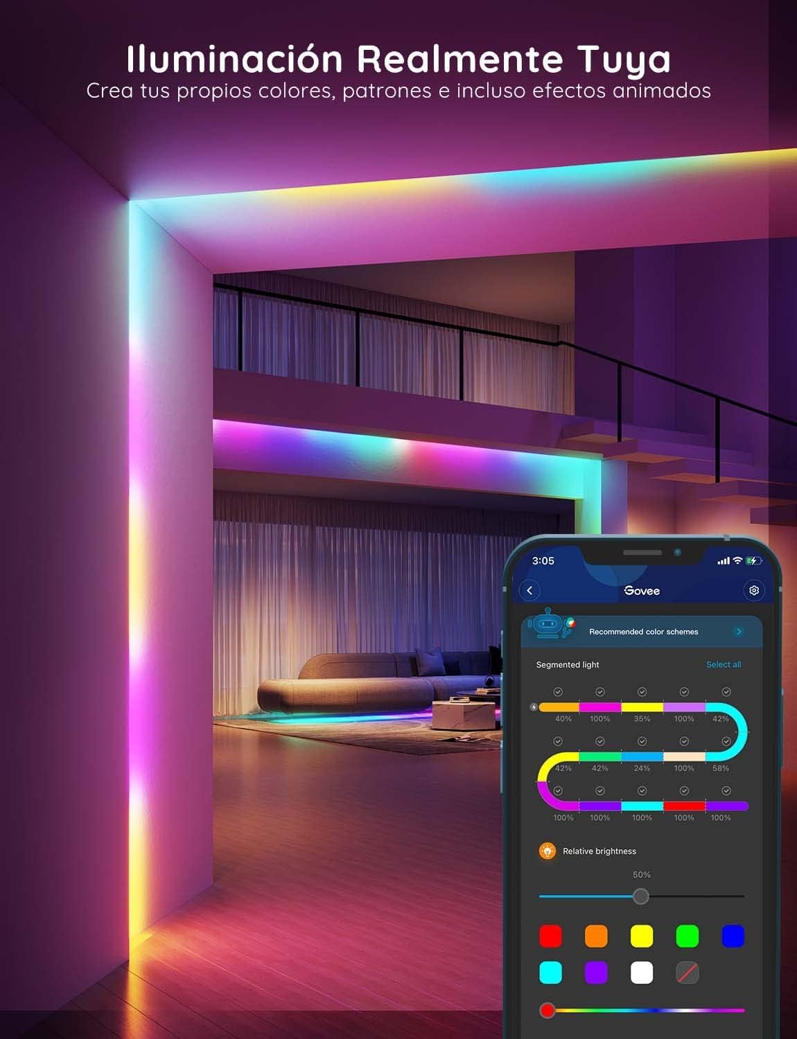 Govee Tira de LED de 30 m, Luces LED RGBIC Inteligente Tira de Luces De Navidad, Funciona con Alexa y Asistente de Google, Control de aplicaciones, Sincronización de música, para fiestas, hogar, 2
