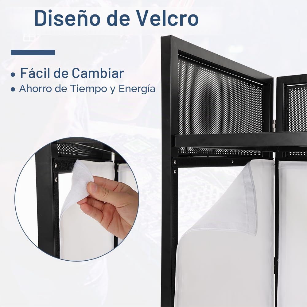 SMONTER mesa DJ plegable móvil y abatible, cabina de DJ con revestimiento negro y blanco, soporte de DJ ajustable en altura y cabina de DJ (105 cm L x 51 cm A x 117 cm H), equipo de DJ para