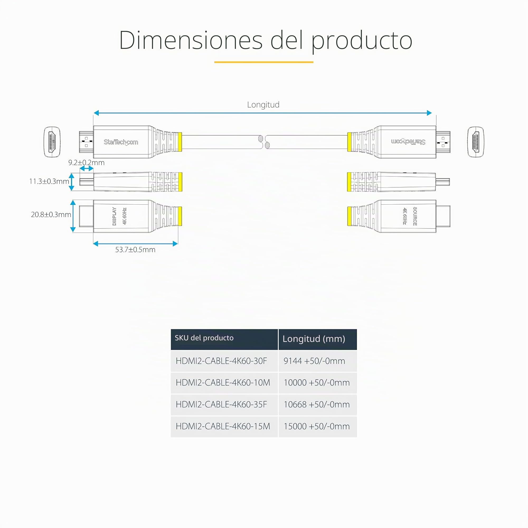 StarTech Cable HDMI Activo de Alta Velocidad 10m, 4K 60Hz, 18Gbps, Negro | Conectores chapados en oro con blindaje trenzado, Audio de 32 canales, Ideal para videowalls y salas de conferencias