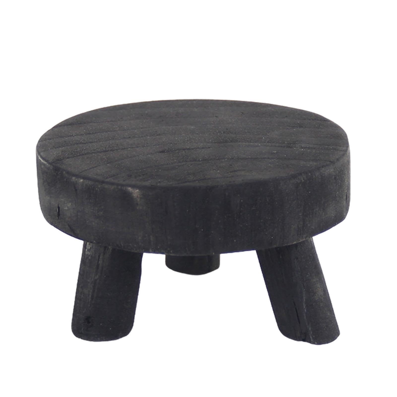 mophrati Stylish Plant Display Stand Flowerpot Holder Base Rustic Wooden for Indoor Decor and Garden Arrangements Wooden Planter Stool Decorative Supplies, Black, S