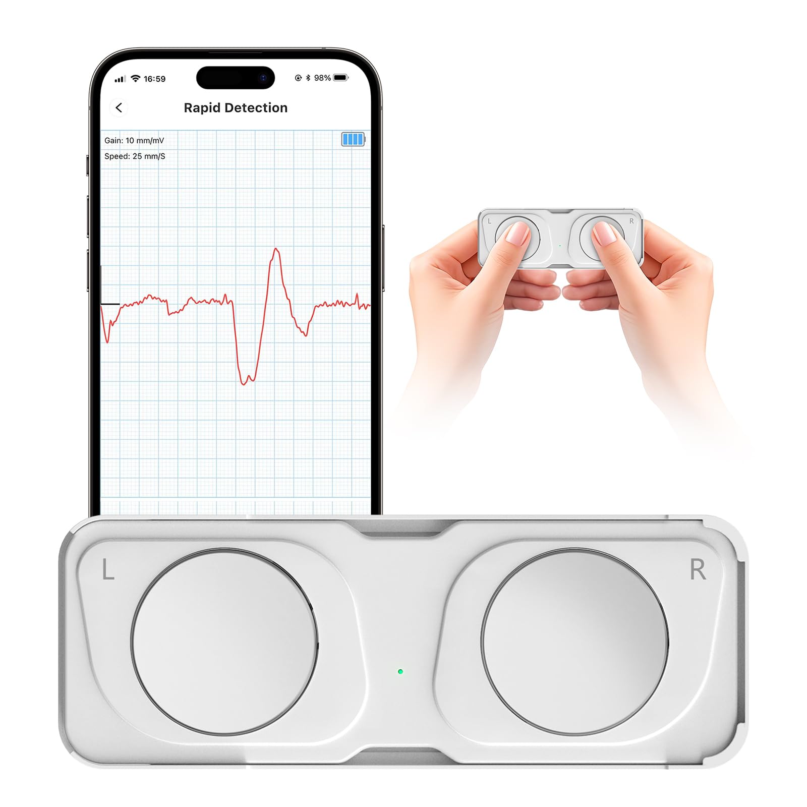 Portable ECG Monitor, Heart Rate Monitor Device for Home Use, Compatible with Smartphone, No Subscription