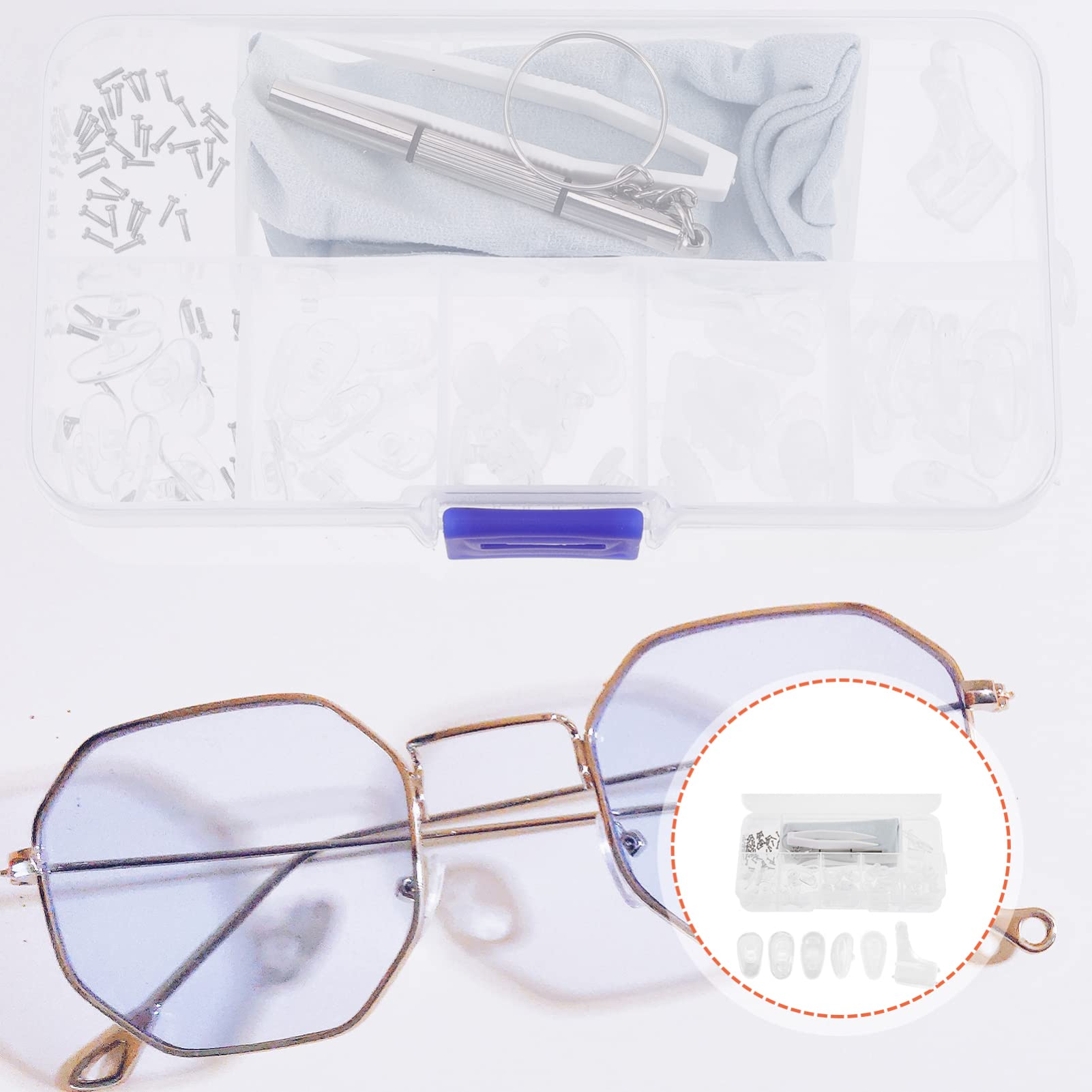FRCOLOR 4 Cajas almohadillas para la nariz alfombra de goma almohadillas gafas nariz colchoneta estera de la nariz de los anteojos almohadillas para montura de gafas anteojos suministros