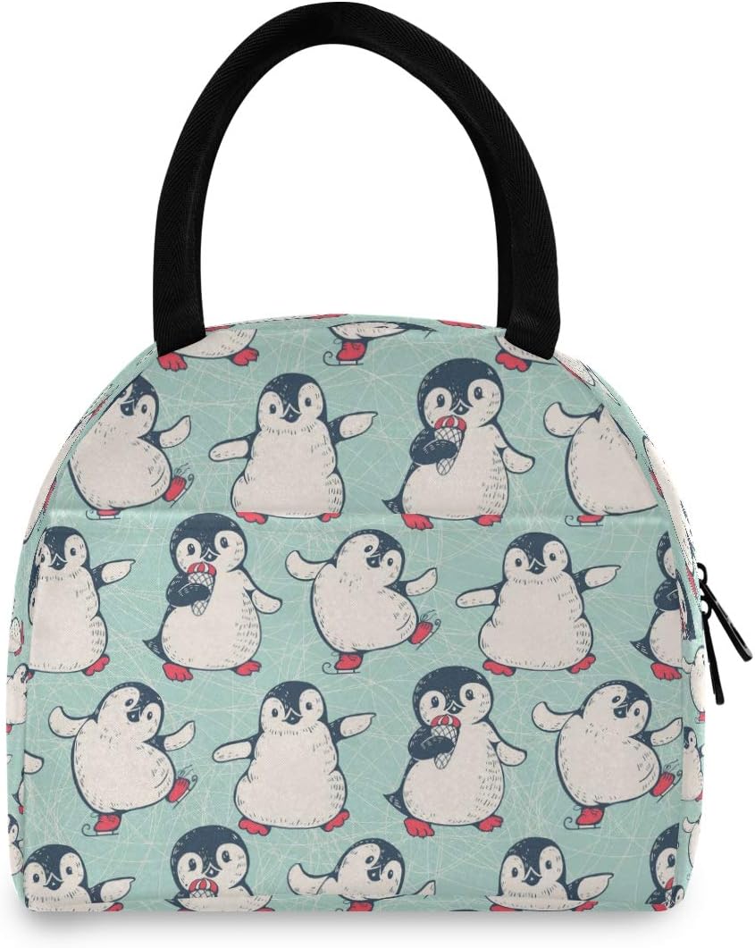 TropicalLifeCute Animal Penguin Lunch Bag for Women Insulated Cooler Tote Bag Portable Lunch Box Bag for Children Girls Men Adult Work School Picnic