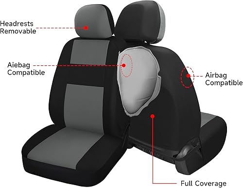 Miniatura 5 de VarCozy Juego completo de fundas de asiento de automóvil, fundas de asiento de banco dividido delantero y trasero de tela transpirable para