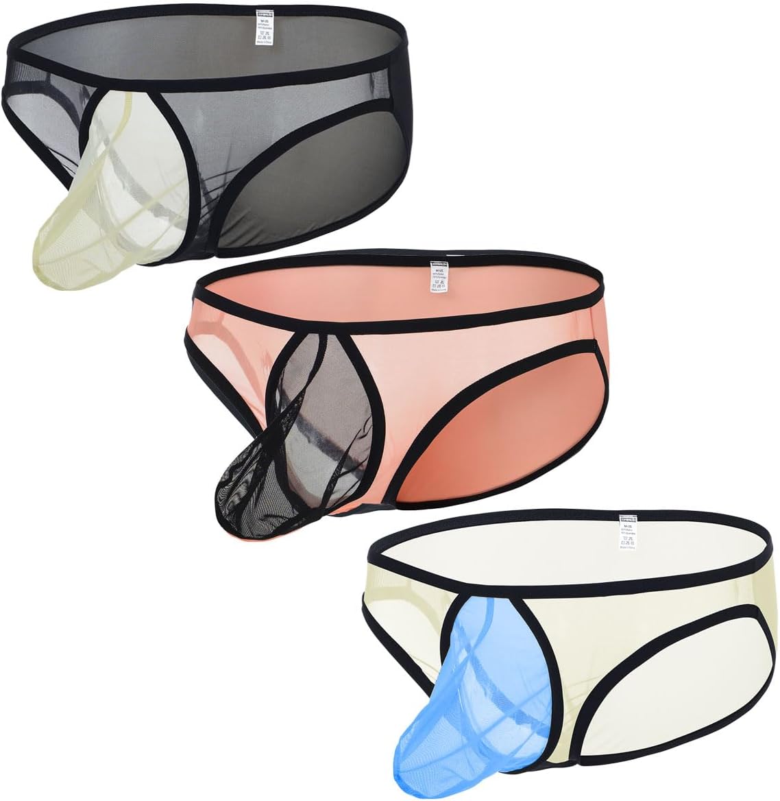 ZONBAILON Men's Sexy Mesh Underwear Briefs See Through Sheer Briefs with Bulge Pouch
