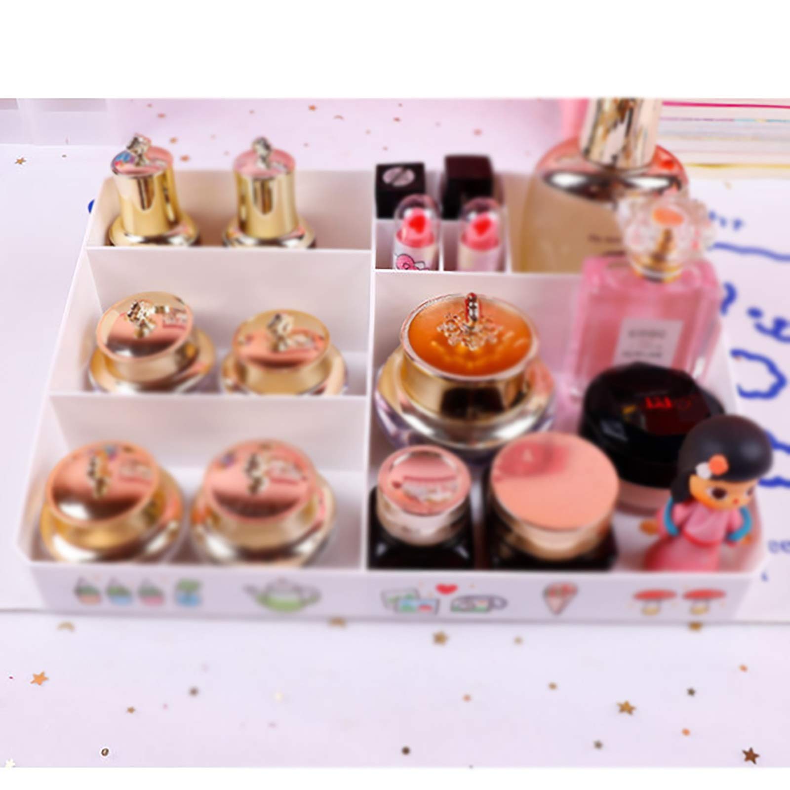 Caja de Almacenamiento de Cosméticos Los Estudiantes de Escritorio organizan bastidores y Cajas cajones Almacenamiento cosméticos para Tocador y Baño(Blanco)