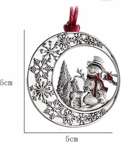 Ombhsd New Solid Pewter Christmas Tree Ornament,Double-Sided Handcrafted Hanging Pewter Christmas Ornament, Diy Craft Hanging Decoration Home Party Party Gifts (2022), Red #TOP3