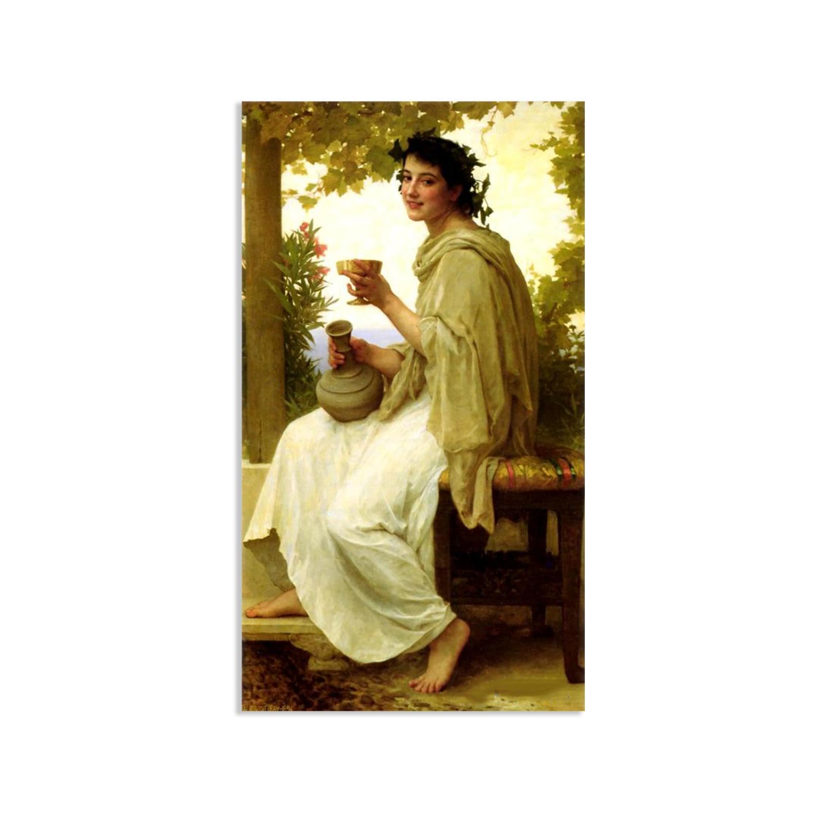 William-Adolphe Bouguereau Wall Art Bacchante Print on Canvas Reproductions of Famous Paintings Wall Decor for Living Room Bedroom Bathroom Home Decor 55x30cm frameless