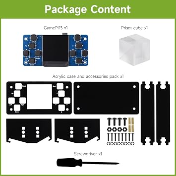 Waveshare 1.3inch LCD Game Console, Compatible with Raspberry Pi 5/4/Zero/Zero 2W/RP2040-PiZero, 240X240 Resolution, Built-in ST7789 Chip, SPI Interface,  with Case and Prism