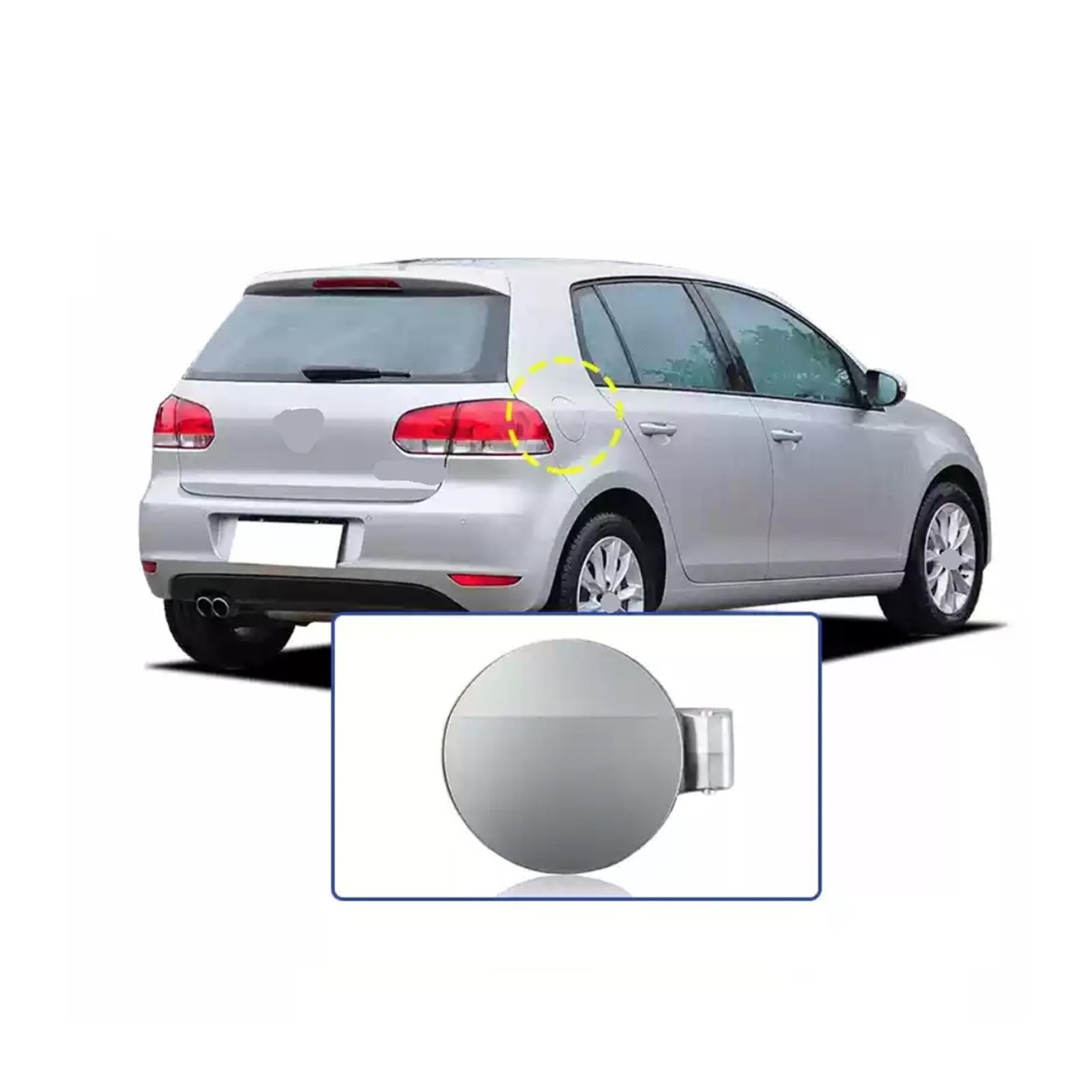 Fuel Gas Tank Filler Door Lid Cover Flap Cap Compatible For VW Golf MK6 GTI 2009 2010 2011 2012 2013 5K6809857C GRU Unprimed Black Red(Silver)
