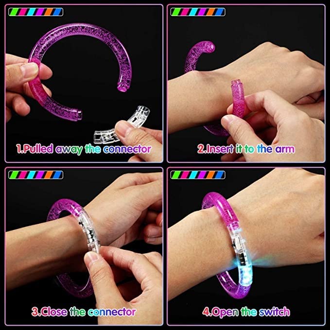 Neon LED Bangles for Parties - Pack of 2