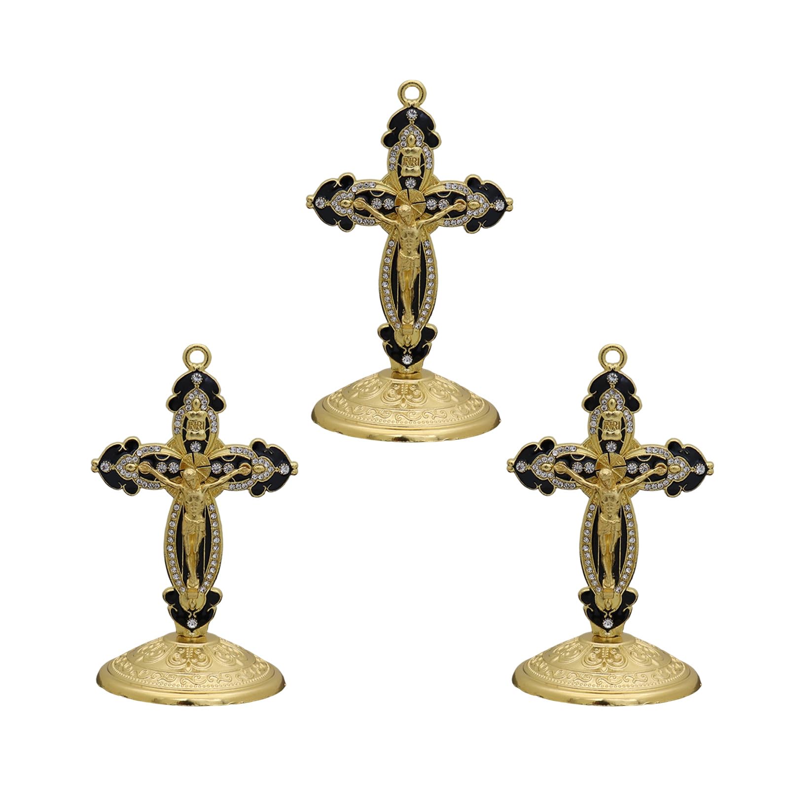 YROHGKPN Religious Enameled Crucifix Ornament for Car Dashboards Desk Vibranted Durability Metal Decoration Crucifix Charm