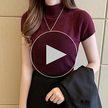 Amazon | [優億] レディース ハイネック 半袖 セーター ニット