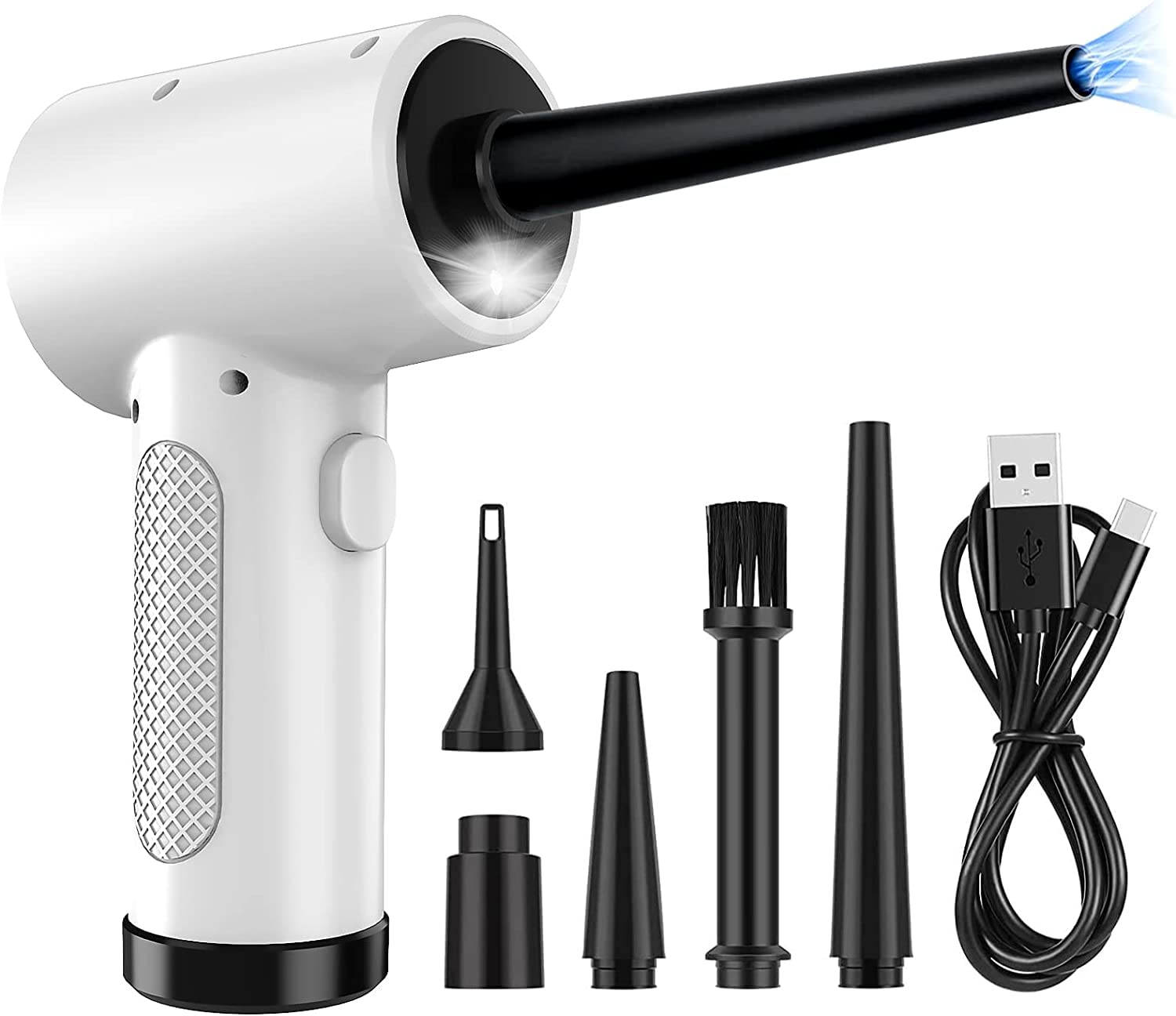 Soffiatore Aria Elettrico 160.000 Giri/min - Ricaricabile USB-C, 3 Velocit&agrave; | Per PC, Auto, Divano