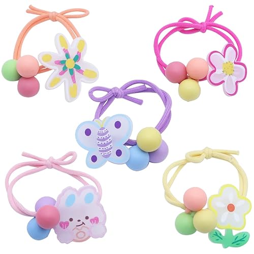 20 ligas elásticas para el pelo de bebé, encantadores conejosmariposasflores, coleteros para el cabello con tres bolas para coleta para accesorios