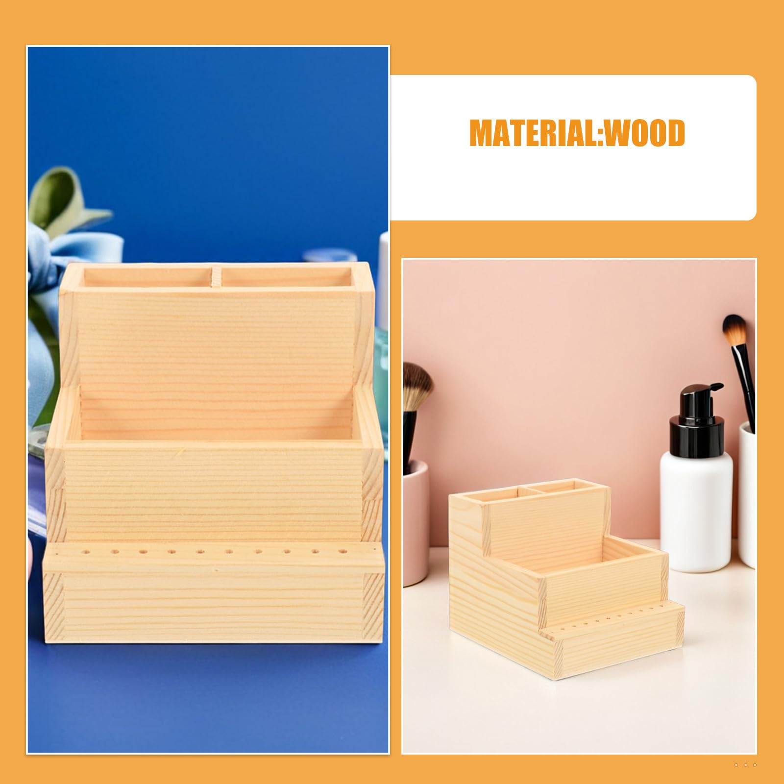 Porta Punte per Trapano Unghie in Legno Doppio Strato Custodia Portaoggetti Compatta per Manicure Professionale Organizer Salvaspazio per Accessori e Strumenti da Salone di