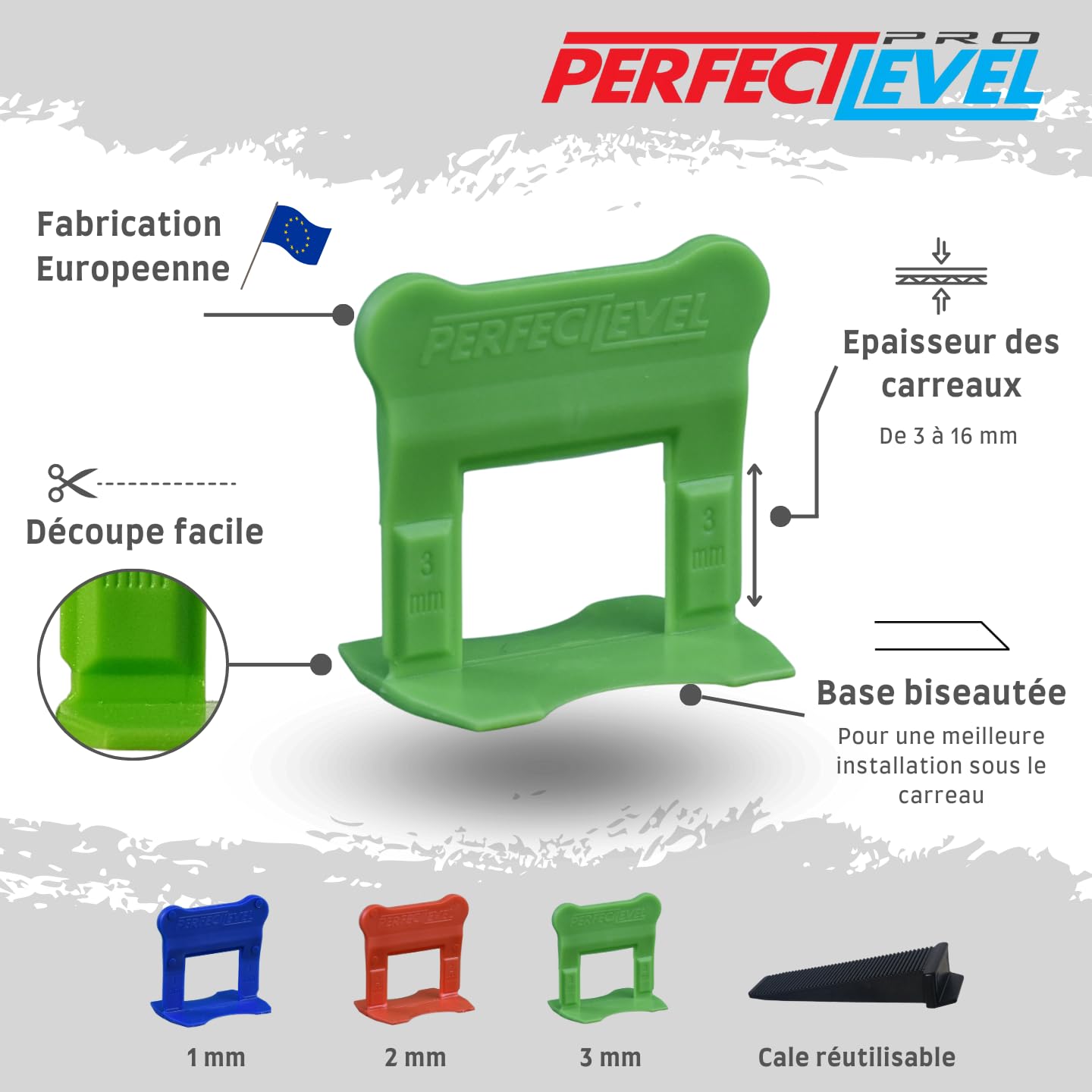 1500 Clips (Bases) 3 Mm Perfectlevel Pro Croisillon Autonivelant Professionnel