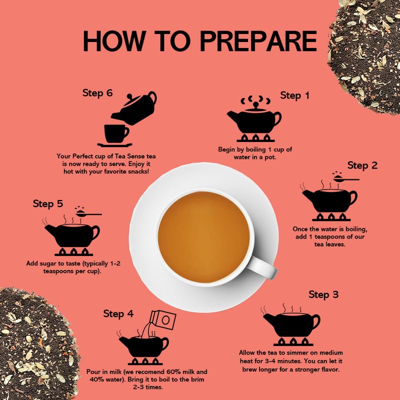 Image of TEA SENSE Royal Masala Chai | 200 g | Strong & Kadak | Assam CTC, Ginger, Cardamom, Clove, Cinnamon, Black Pepper, Star Anise | Chaipatti