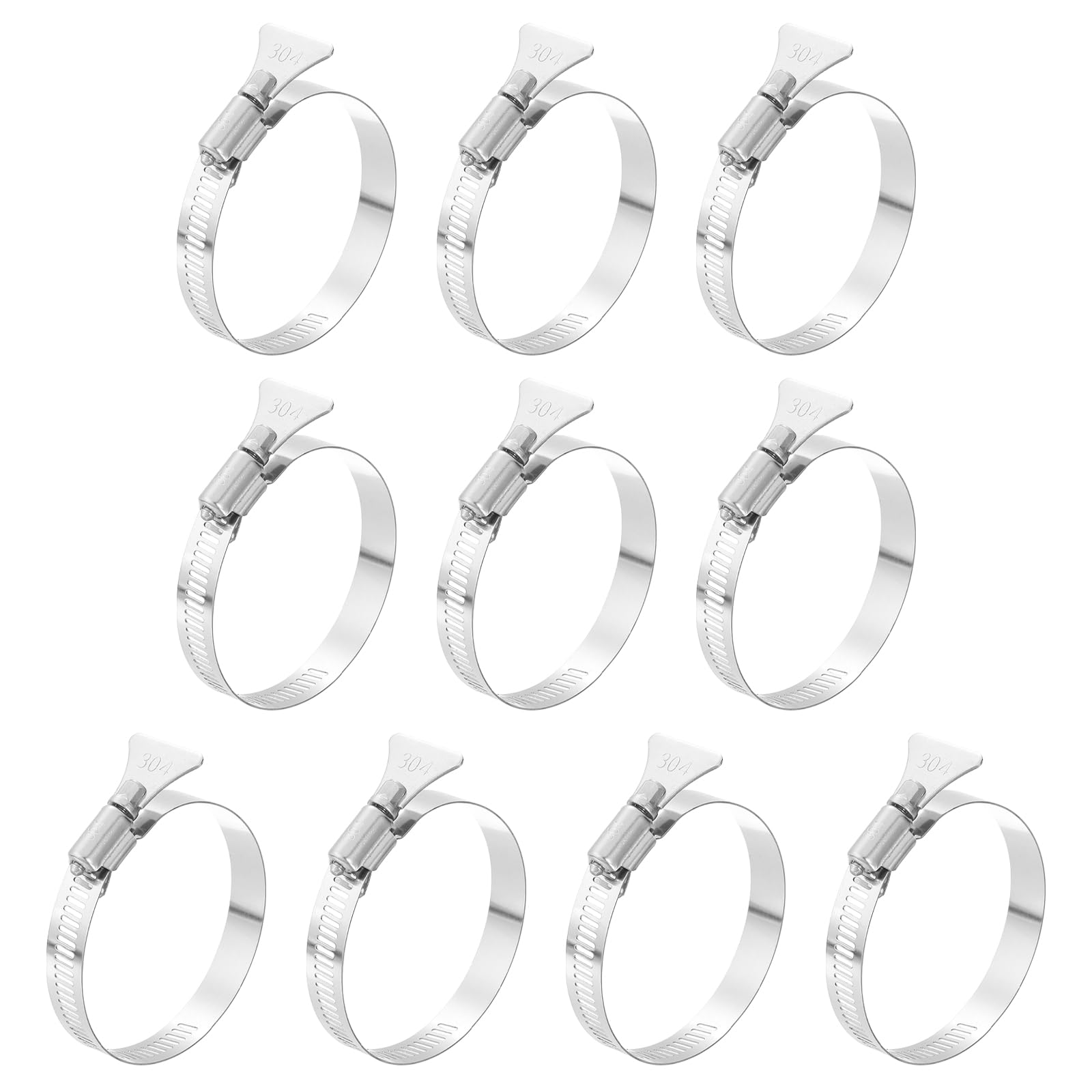 sourcing map 10pcs Hose Clamps 46-70mm(1.8"-2.8") Adjustable 304 Stainless Steel Worm Gear Hose Clips Assortment Kit for Plumbing Dryer Vent Automotive Dust Collector