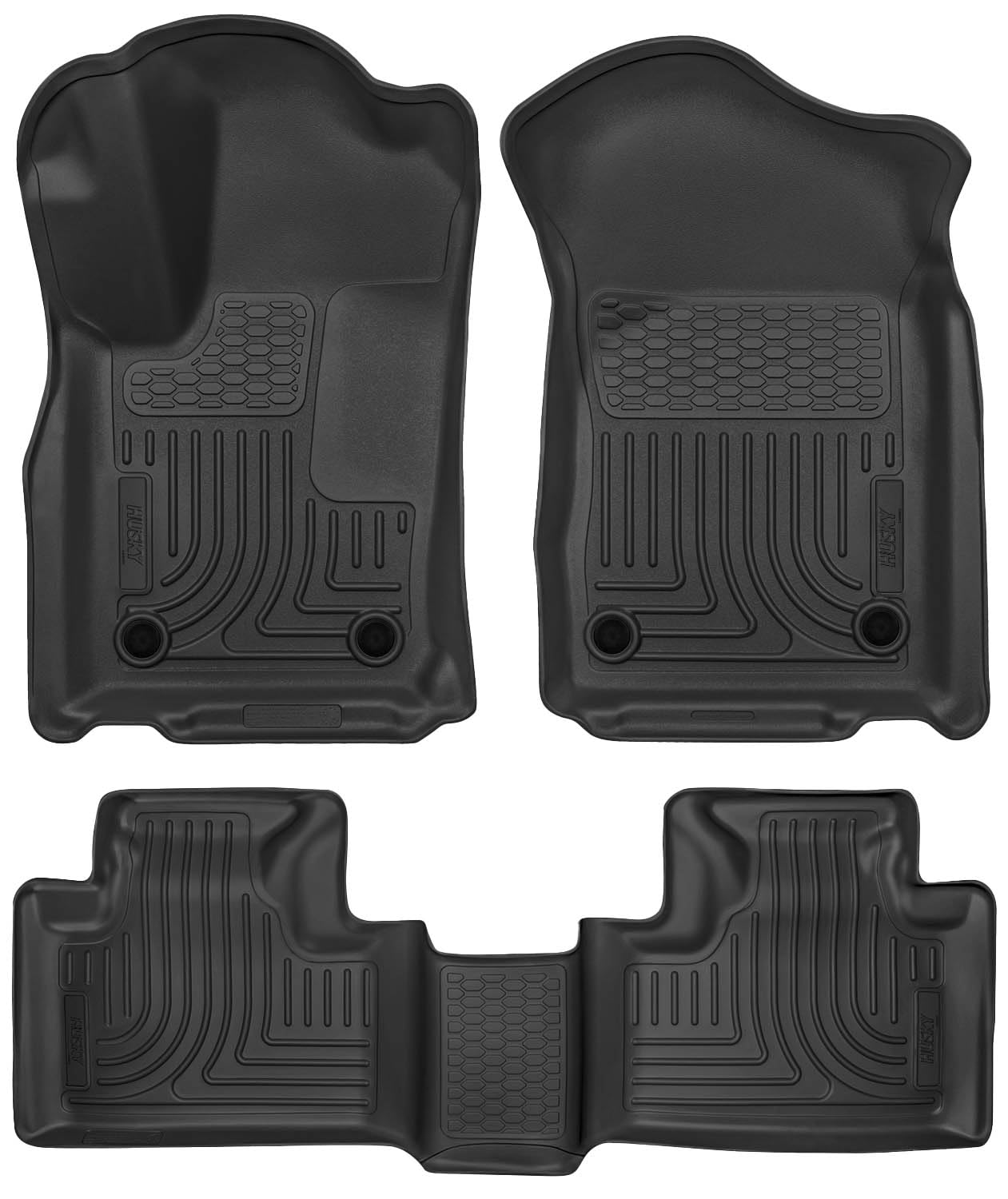 Husky Liners Weatherbeater Floor Mats | Fits 2016 - 2025 Dodge Durango; 2016 - 2021 Jeep Grand Cherokee; 2022 Jeep Grand Cherokee WK | Front & 2nd Row, 3-pc Black - 99151
