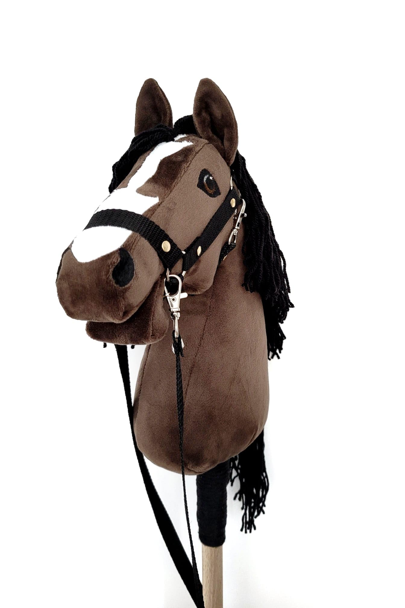 Steckenpferd A4 (Pferd auf einem Stock) Hobby Horse A4 komplett mit Kantar wie auf dem Foto (Dunkelbraun)
