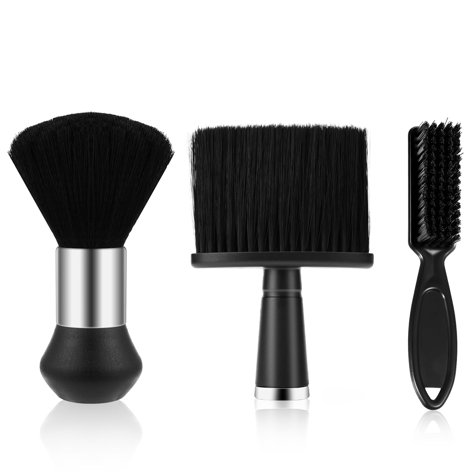 3 Pcs Neck Duster Soft Barber Brush Practical Barber Accessories Nylon Brush For Haircut Hair Styling Hair Cleaning Supplies(Black)