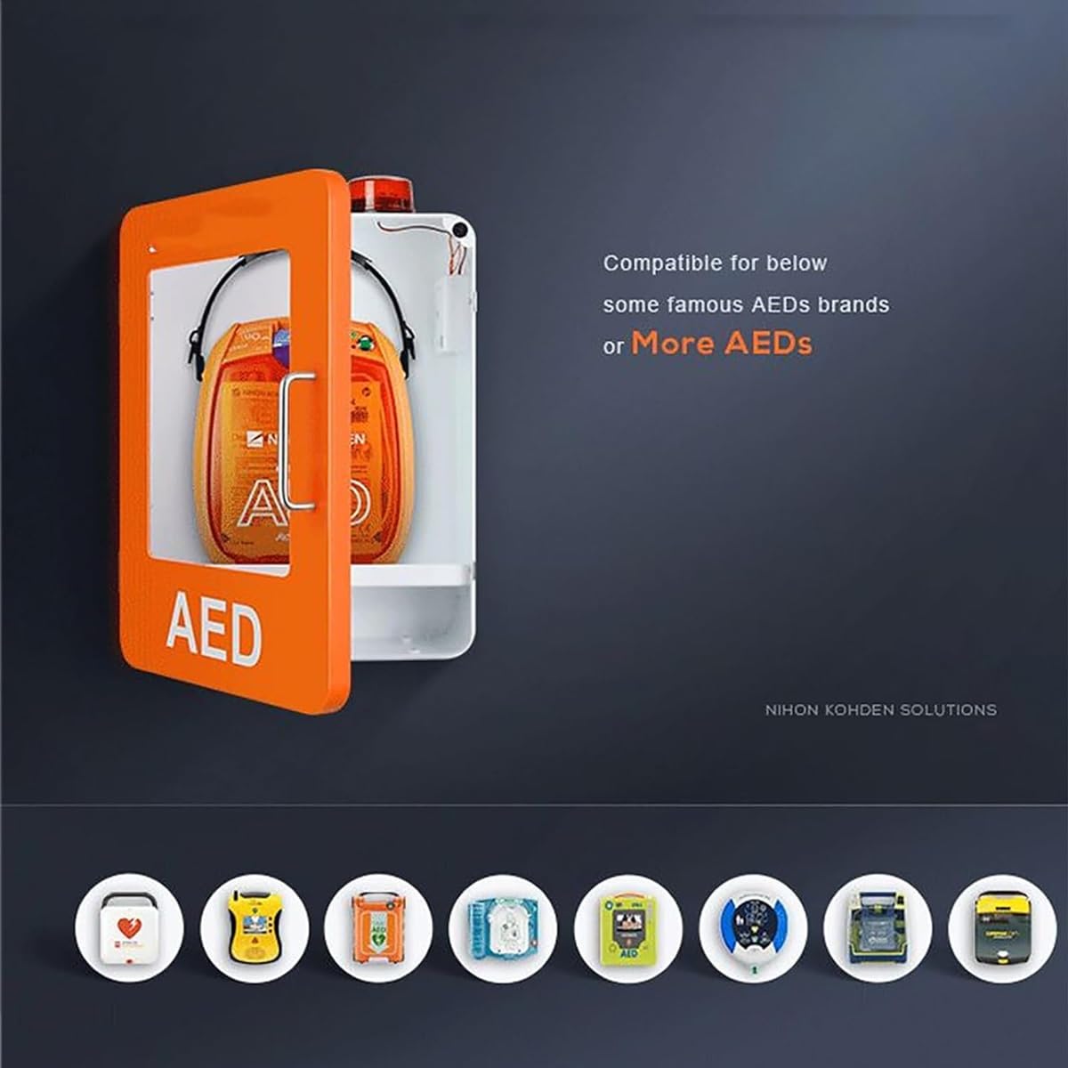 Armadietto per defibrillatore AED, Armadio porta defibrillatore a parete, scatola di allarme for cardiaco in plastica con sistema e doppio interruttore controllo