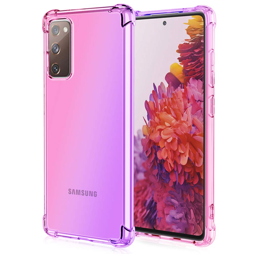 OsophterCellphone Case for Galaxy S20 FE 5G, Clear Transparent Shock-Absorption TPU Phone Cover, Slim Fit, Red Flower
