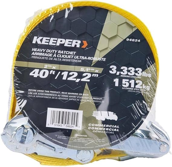 Keeper - 2 x 40' Hay Baler Heavy Duty Ratchet Tie-Down - 3,333 lbs. Working Load Limit