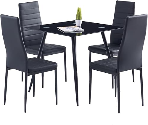 Juego de 4 sillas de comedor y cocina, sillas auxiliares montadas con respaldo alto, sillas de comedor con patas de metal y asiento acolchado para