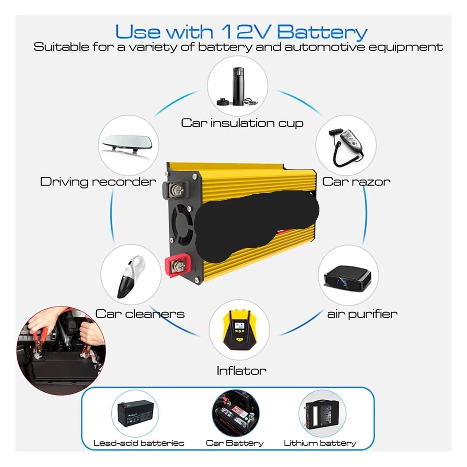 Falownik mocy 6000W/4000W Przetwornica napięcia samochodowego Modyfikowana fala sinusoidalna Podwójny konwerter USB samochodowy DC 12V