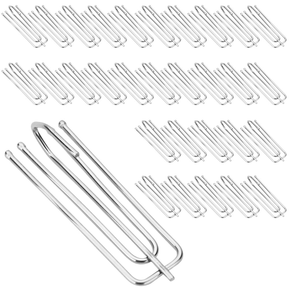 Pinch Pleat Curtain Hooks, 30 Pack Heavy Duty Metal Curtain Hooks Header Tape Drapery Pins for Window Door Bathroom Bedroom Living Room Pencil Pleat Curtains(Silver)