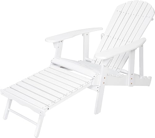 Miniatura 4 de Silla Adirondack plegable de madera de acacia rústica con diseño de listones, muebles de patio al aire libre resistentes a la intemperie para
