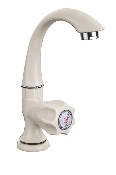 Axtry Pack Of 2 Mak ABS Plastic Water Tap/Pillar Sink Cock Tap for Wash Basin/Piller Plastic Bib Cocke/Kitchen Sink Tap/Bathroom Bibcock for Hot & Cold Water/ (1/2 Inch  15mm) (Ivory)