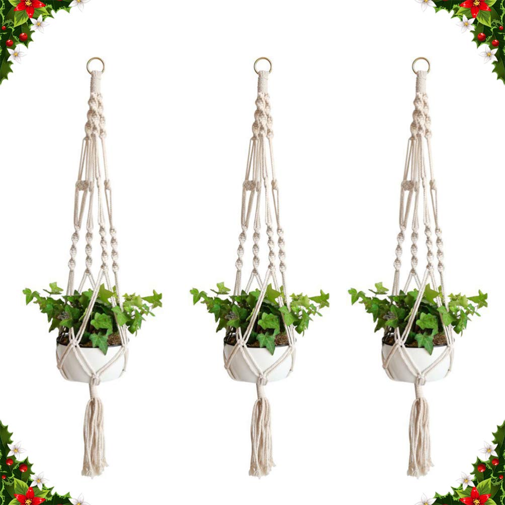 Lot De 3 Pots De Fleurs En Macramé à Suspendre Pour Fenêtre