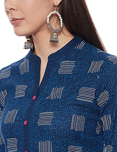 Image of Rangriti Indigo Cotton Flex Asymmetric Kurta