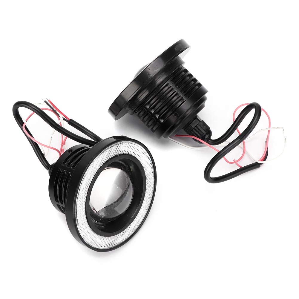 Fendinebbia Anteriore LED Angel Eyes - Modifica 89mm Paraurti Con Lente Trasparente - Kit Coppia Lato Conducente e Passeggero