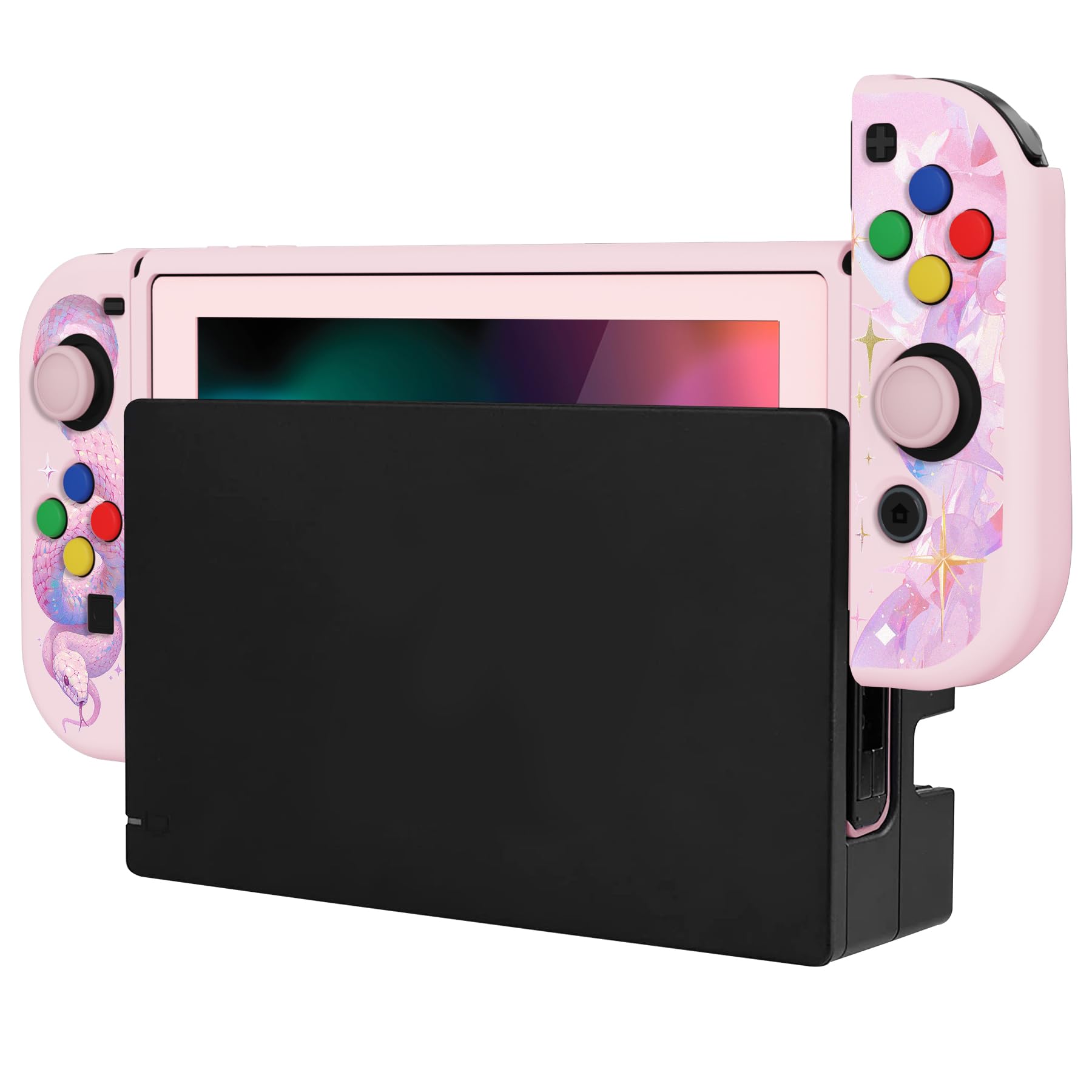 playvital ZealProtect - Custodia protettiva morbida per Nintendo Switch, con pellicola protettiva in vetro temperato, impugnature per pollice e tappi per pulsanti ABXY Direction, motivo celeste