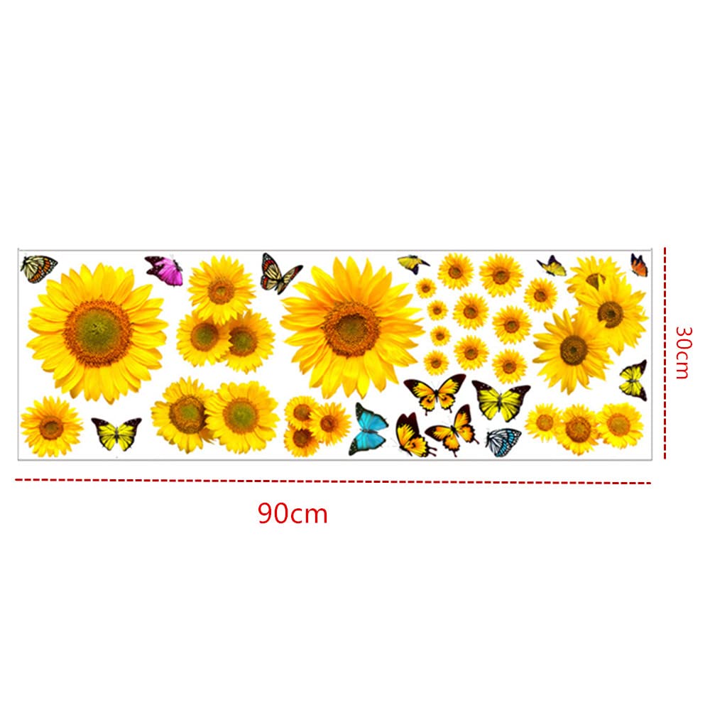 Adesivi Murali Girasole E Farfalla 3 Fogli, Impermeabili E Rimovibili Per Bagno, WC E Pareti Lisce – Decorazione Facile E Veloce