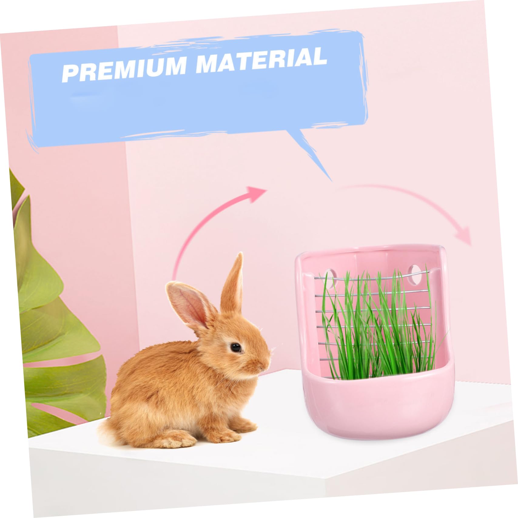 Mangiatore Ceramico per Piccoli Animali Supporto Fieno Regolabile per Conigli Cavie Cincillà