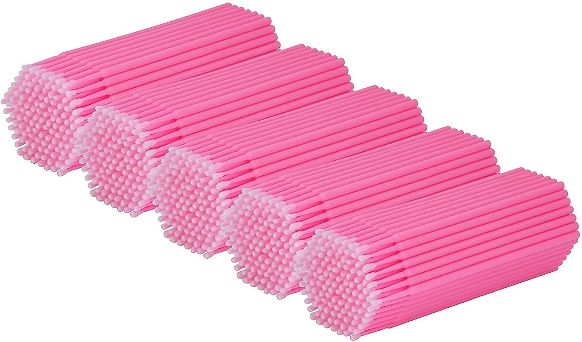 Cuttte 500 microhisopos desechables para extensión de pestañas hisopos de algodón | Microaplicadores Cosméticos, Aplicación De Maquillaje De Pestañas, Diámetro De La Cabeza 2.0 Mm, Rosa, Arte De Uñas, Delineador De Ojos, Pintura, Artesanía
