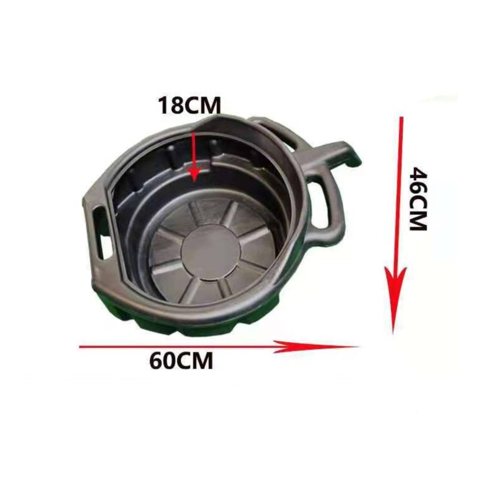 Vaschetta Raccogli Olio in Plastica Vaschetta di Scarico di’olio con Manici Resistente Bacinella per Officina, Nero, 8 Litri