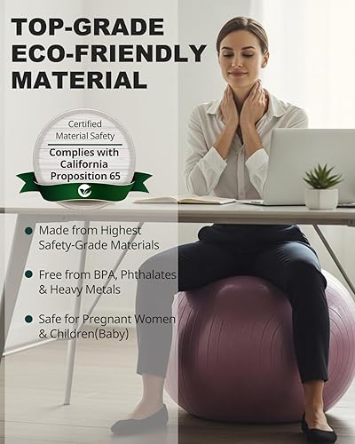 Miniatura 3 de Trideer Exercise Ball Yoga Ball,Office Seating & Balance Ball Chair, Stability Ball for Pilates, Physical Therapy,Core Training & Balance Resplandor