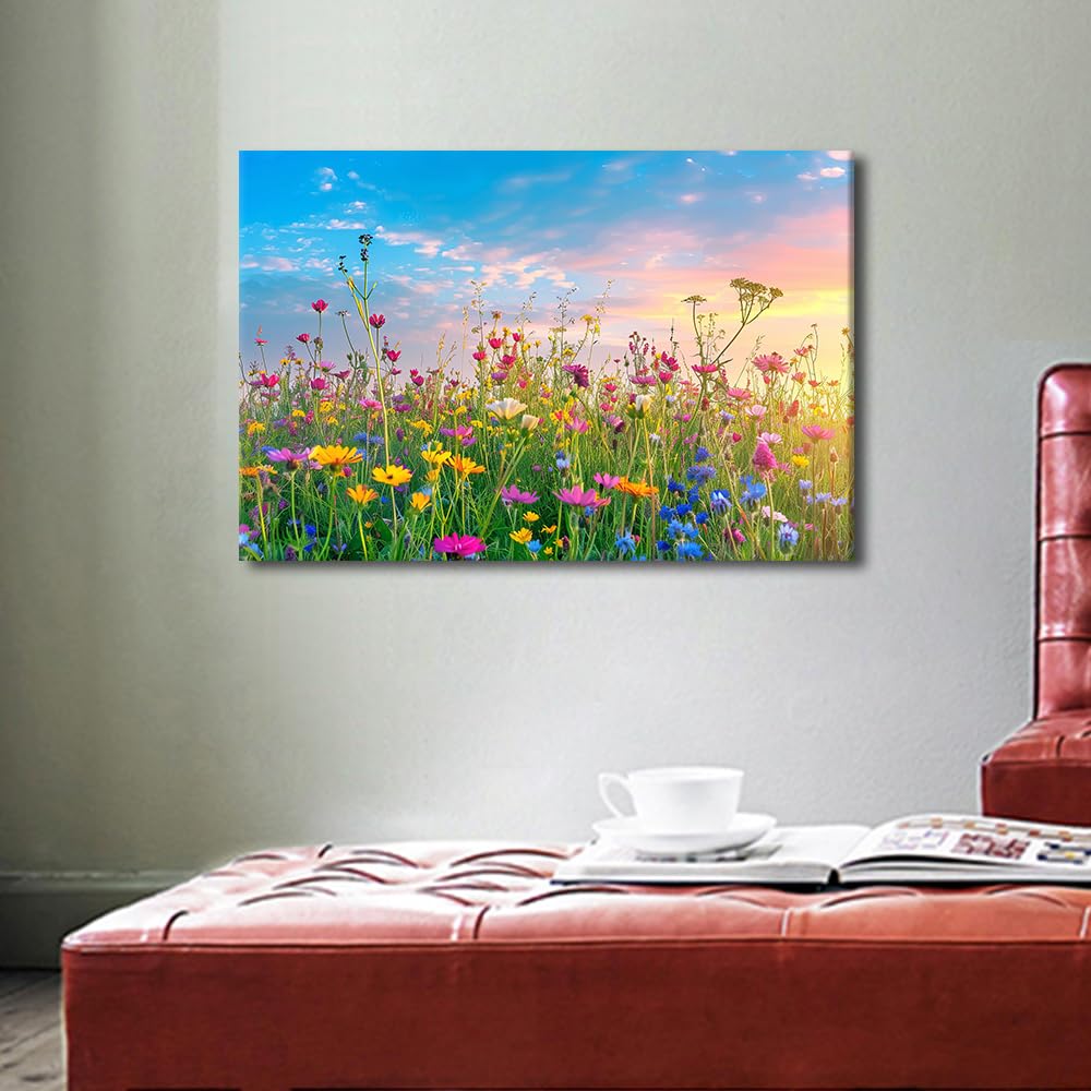 TISHIRON Wildflowers Canvas Painting - 5 Panel Wall Art for Bedroom Above Bed - Home Decor Artwork, 40x60cm - Image 3