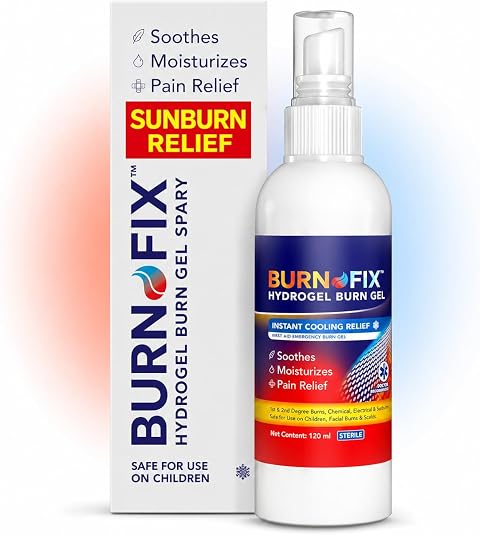 BurnFix® Hydrogel Burn Spray – 120 ml Instant Cooling Relief for 1st & 2nd Degree Burns, Sunburns & Scalds | Doctor-Recommended Moisturizing First Aid Essential for Kids & Adults