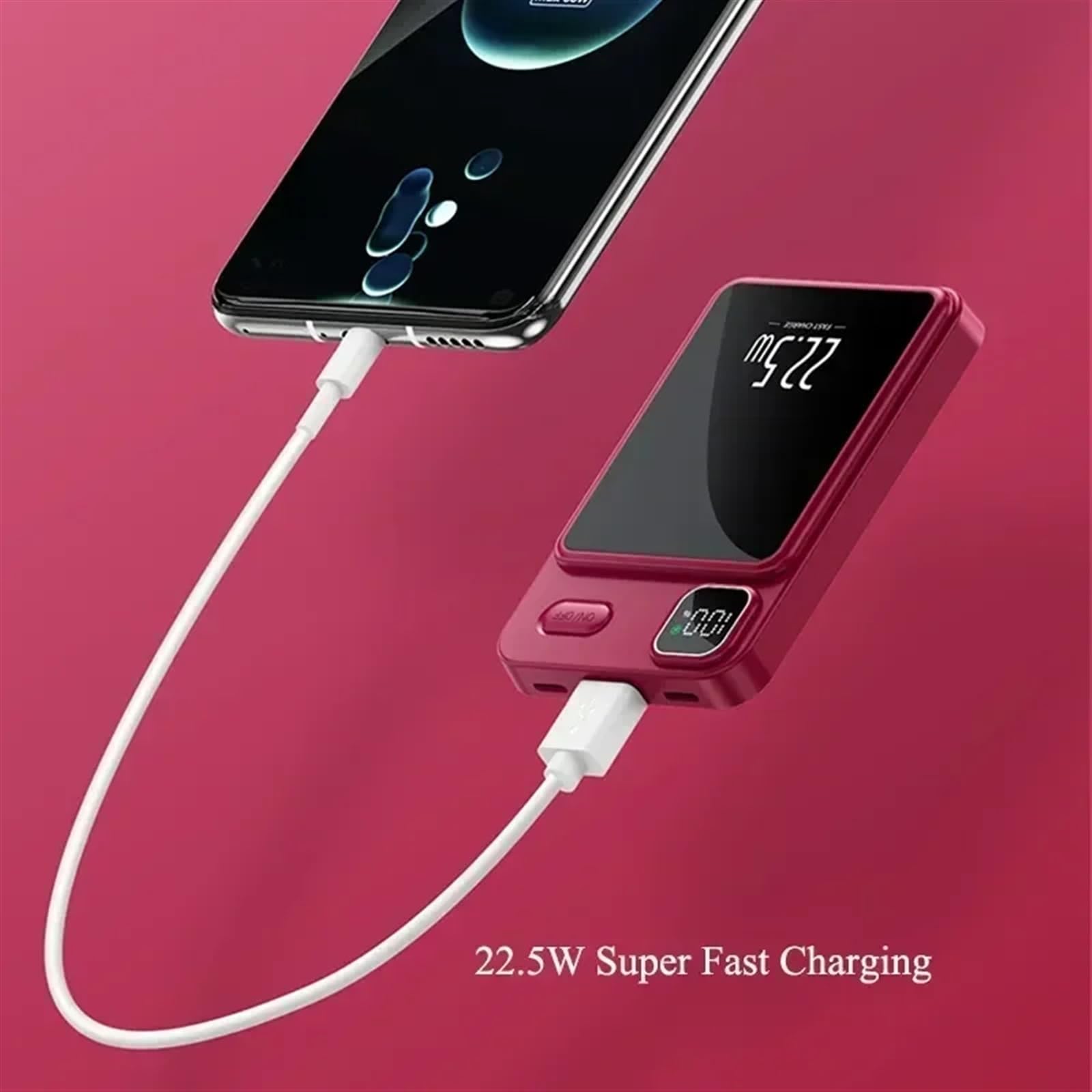 Charge sans Fil Portative Magnétique De Banque De Puissance 20000mAh Chargeant Rapidement La Grande Capacité (Size : 20000mAh, Color : Purple)
