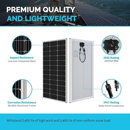 Renogy 200W 12V RV Solar Panel Kit with N-Type Cells and 30A Adventurer LCD PWM Charge Controller