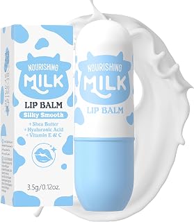Milk Lip Balm Hydrating, Lip Moisturizer With Hyaluronic Acid, Shea Butter, Vitamin E, Skincare Overnight Lip Repair Stick Treatment Mask, 12hr Long-Lasting Moisture, Gifts for Women, 0.12 oz