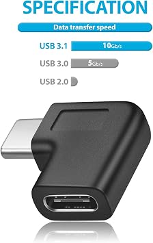 USB Type-C Right Angle Adapter,2 Pack | 90 Degree, USB C Male to Female, Convertor Extension, For Laptop & Tablet & Mobile Phone
